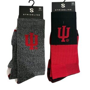 Indiana Hoosiers Full Knit Socks 2 Pairs Strideline Size M/L NWT